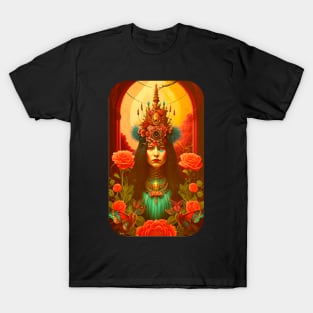 Vintage Flower Queen Portrait T-Shirt